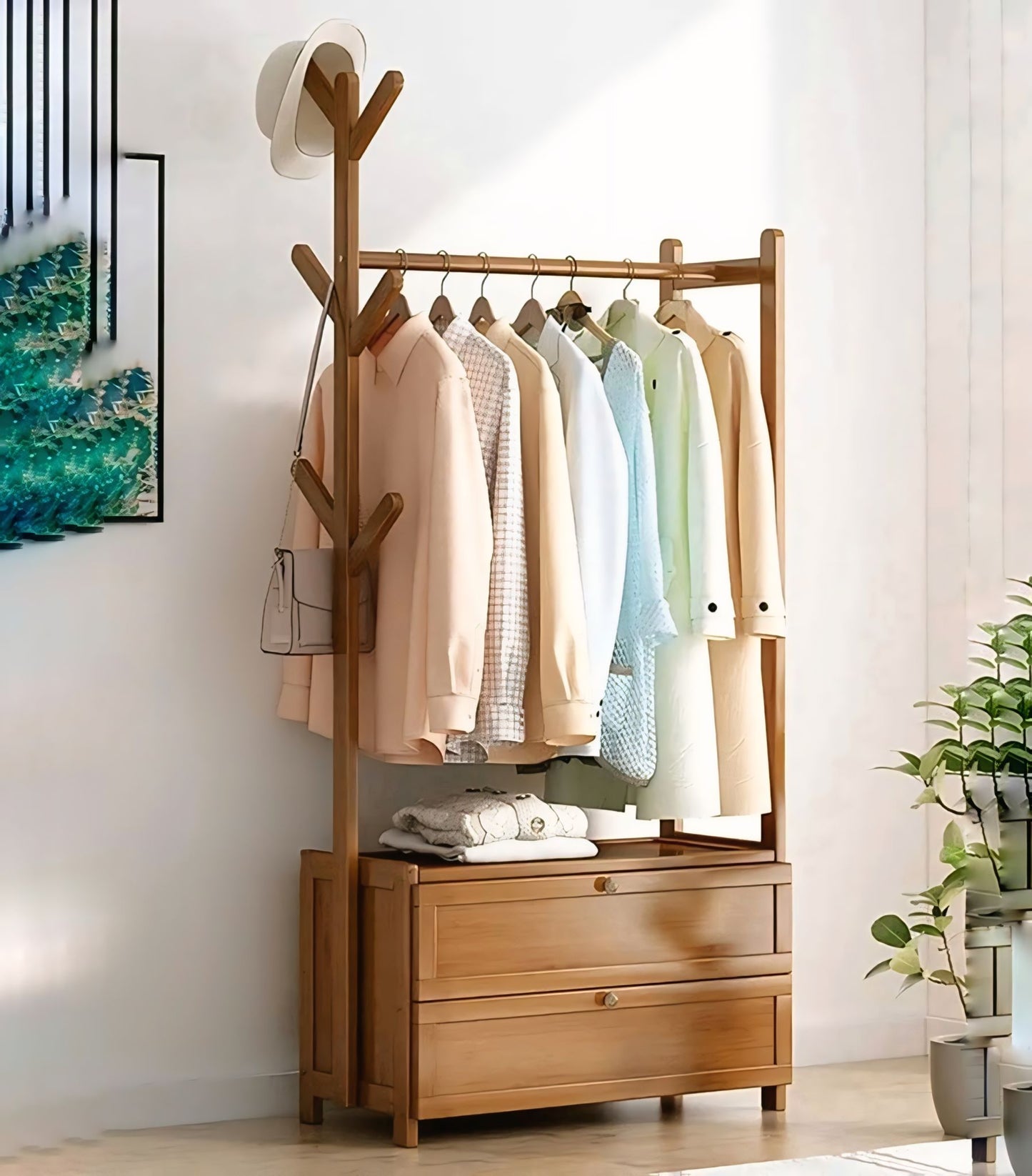 Modern Wooden Clothes Rack Stand | Wooden stylish Alna