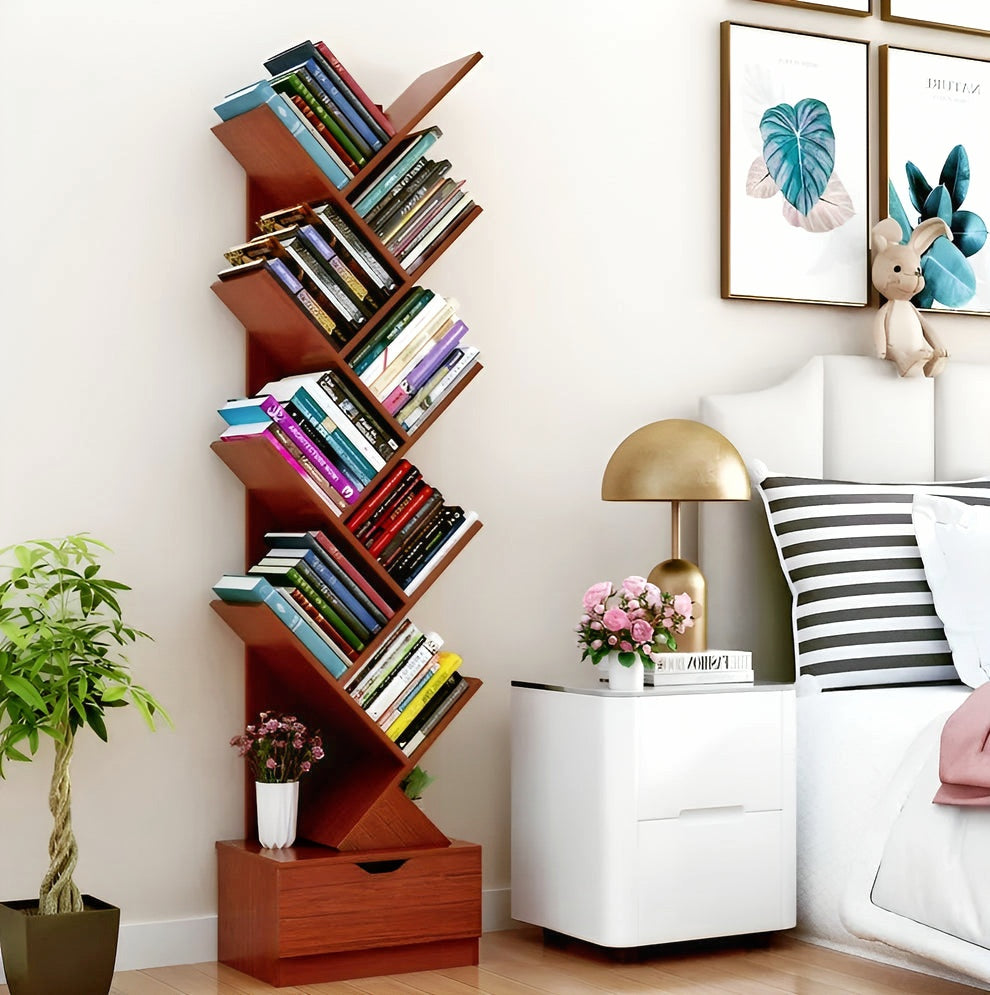 Wooden Tree Shape Bookshelf For Office/Home