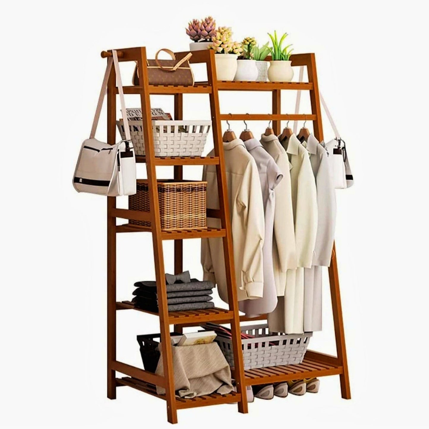 Wooden Multi Layer Alna | wooden cloth stand