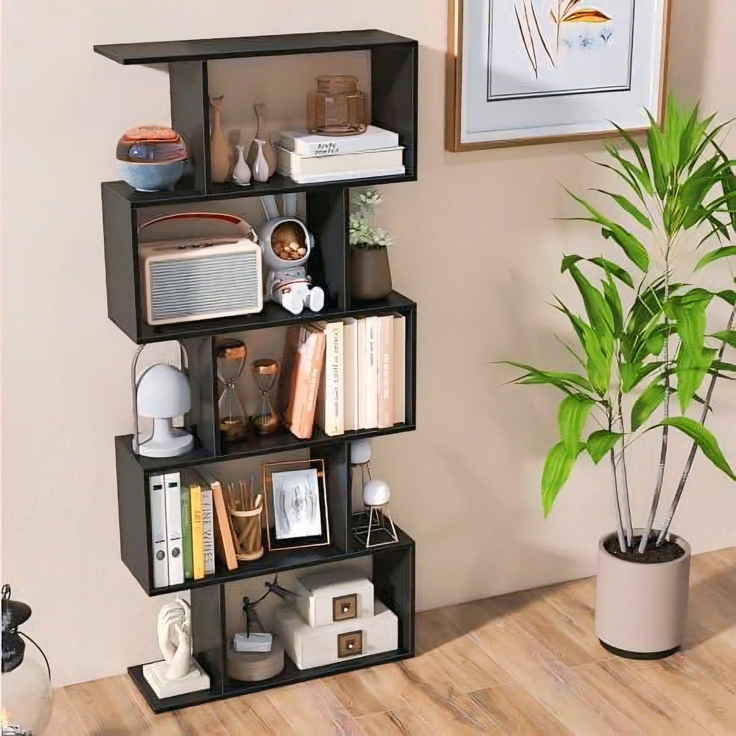 Wooden S-Shaped Bookcase\Bookshelf