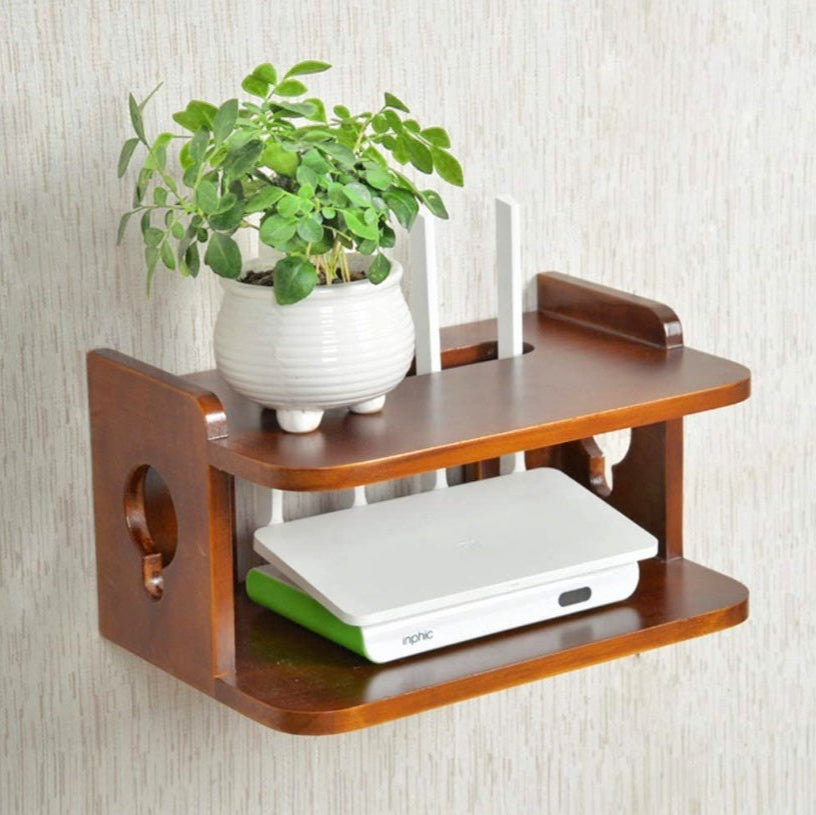 Wooden Wall Hanging Router Shelf For Office & Home