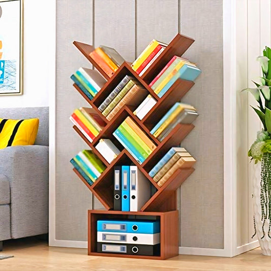 Wooden W Shape Bookshelf For Office / Home