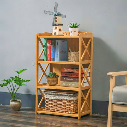 Wooden Bookshelf Multipurpose Storage Display Rack for Home and Office