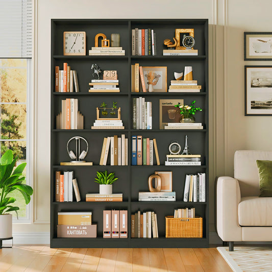 Wooden 6-Tier Double sided Bookshelf