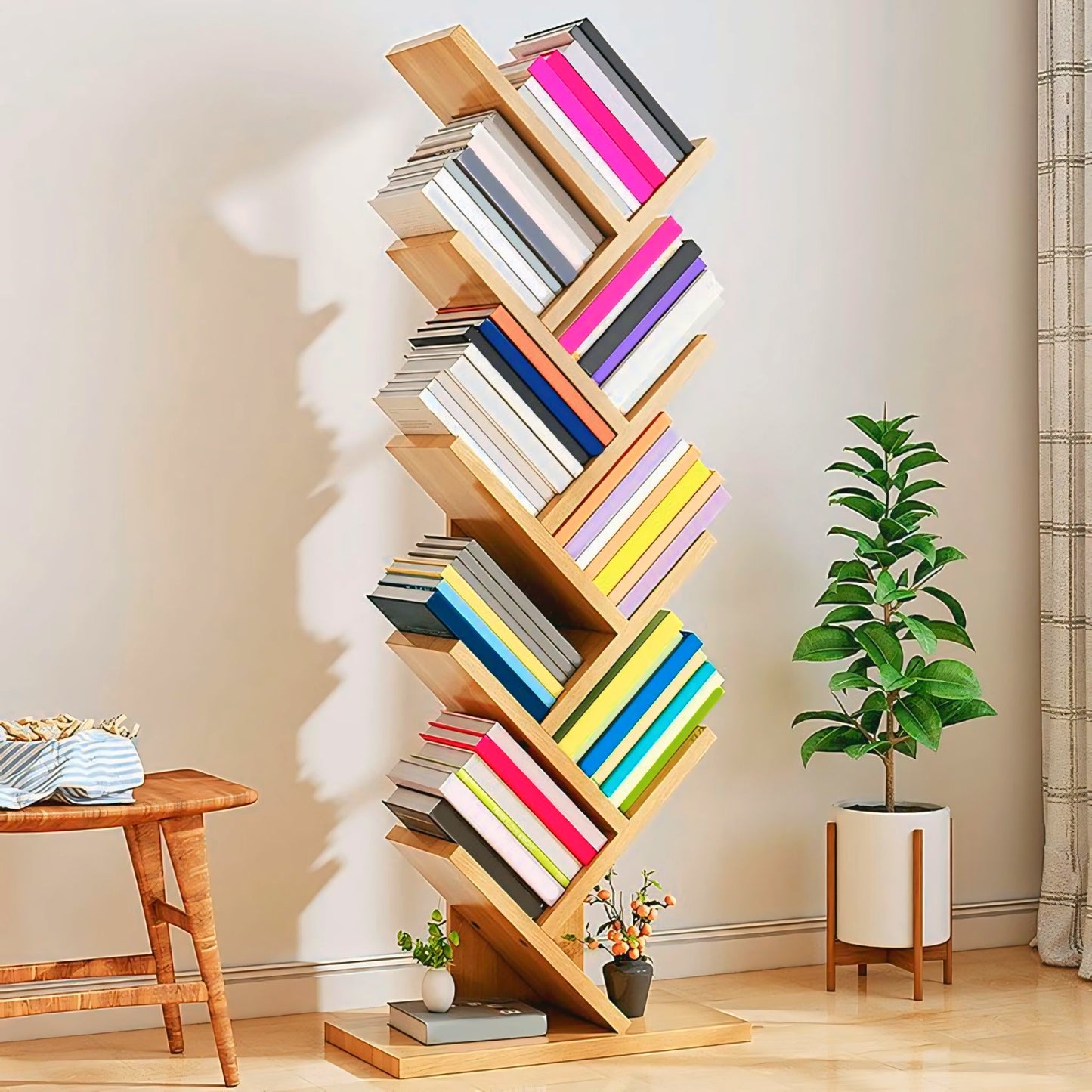 Exclusive Wooden 9 Tier Tree Bookshelf Without Box