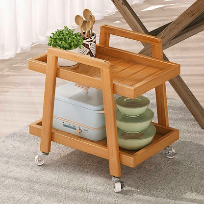 Wooden serving trolley 2-Shelf Kitchen trolley