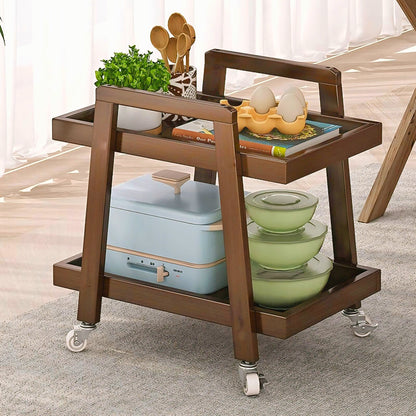 Wooden serving trolley 2-Shelf Kitchen trolley