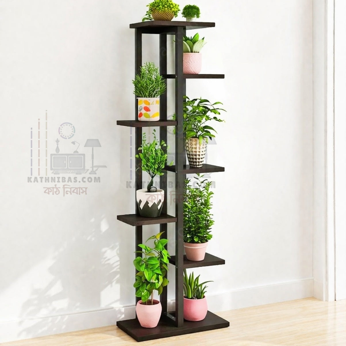 Solid Wooden Stylish Flower Plant Stand for Living Room/ Office