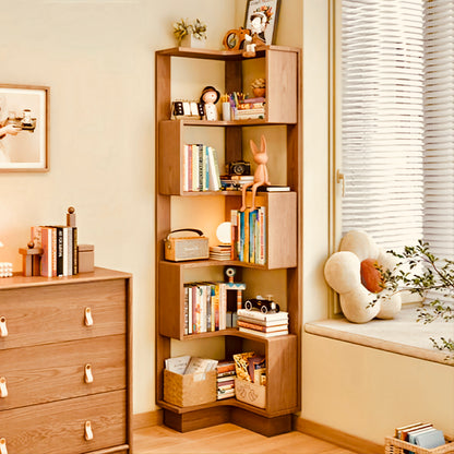 Luxury Wooden Corner Bookshelf with Modern Finish