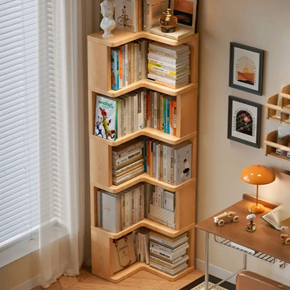 Luxury Wooden Corner Bookshelf with Modern Finish