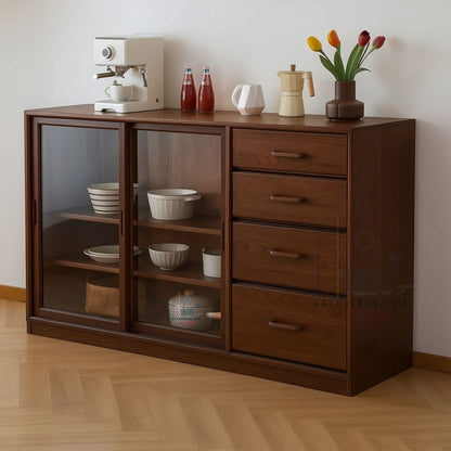 Elegant Wooden Storage Cabinet with Glass Door