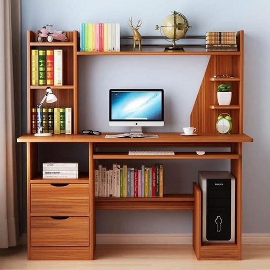 Study And Computer Desk Combined With Bookshelves|