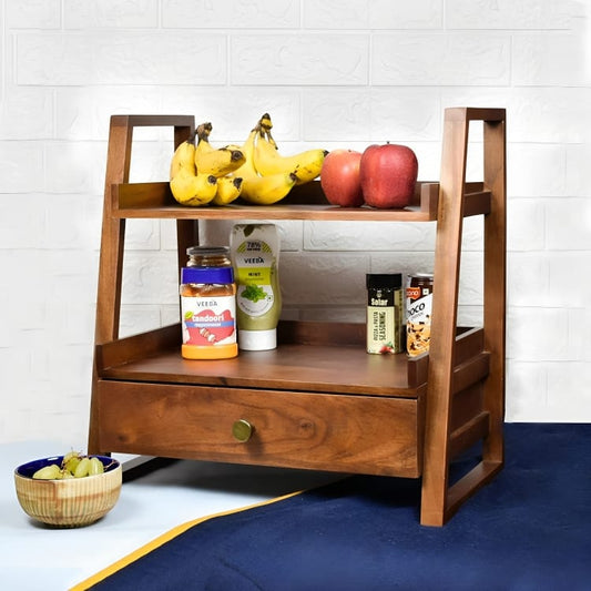 Wooden Kitchen Rack with Drawer