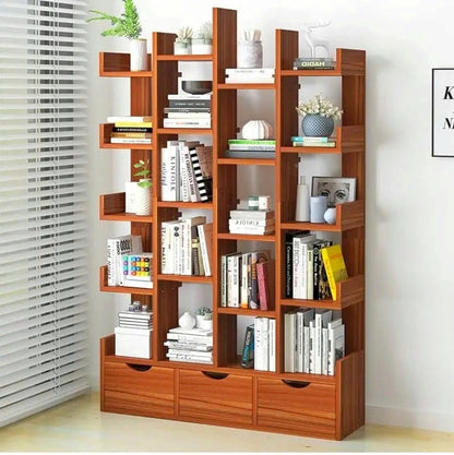 Wooden L-Shape Bookshelf For Office/Home