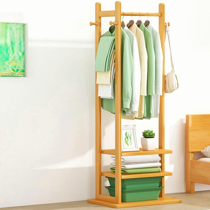 Wooden Multi Layer Alna With 3 Side Hook And 2 Shelf For Bedroom| wooden cloth stand