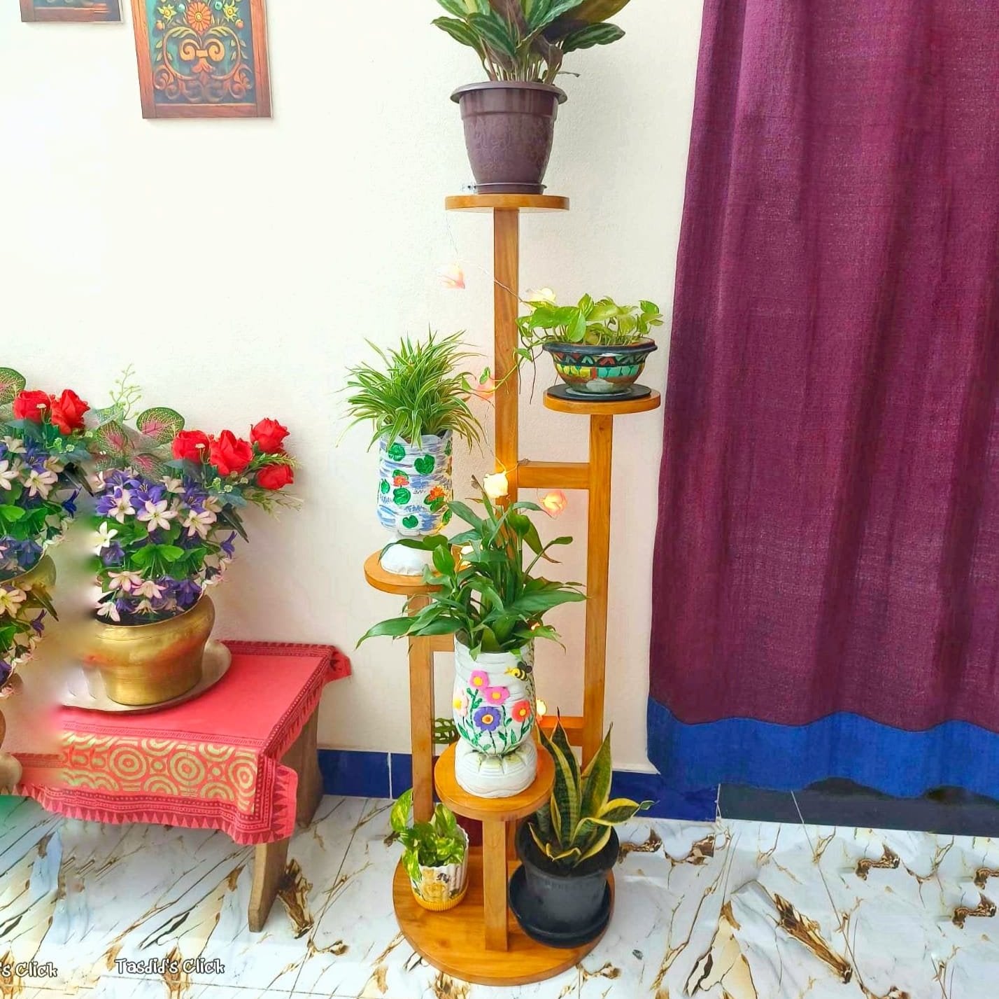 Wooden Flower Plant Stand for Living Room/ Office