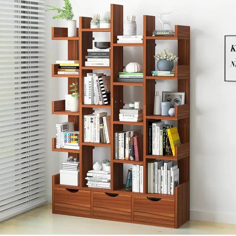 Wooden L-Shape Bookshelf For Office/Home