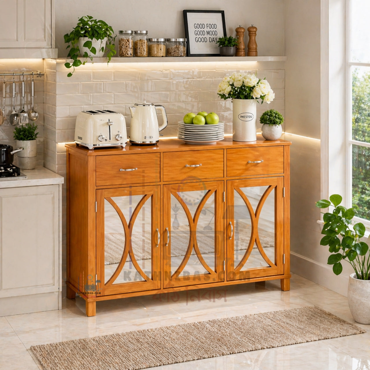Wooden Stylish Mirror Cabinet with Multi Storage Space – Premium Design