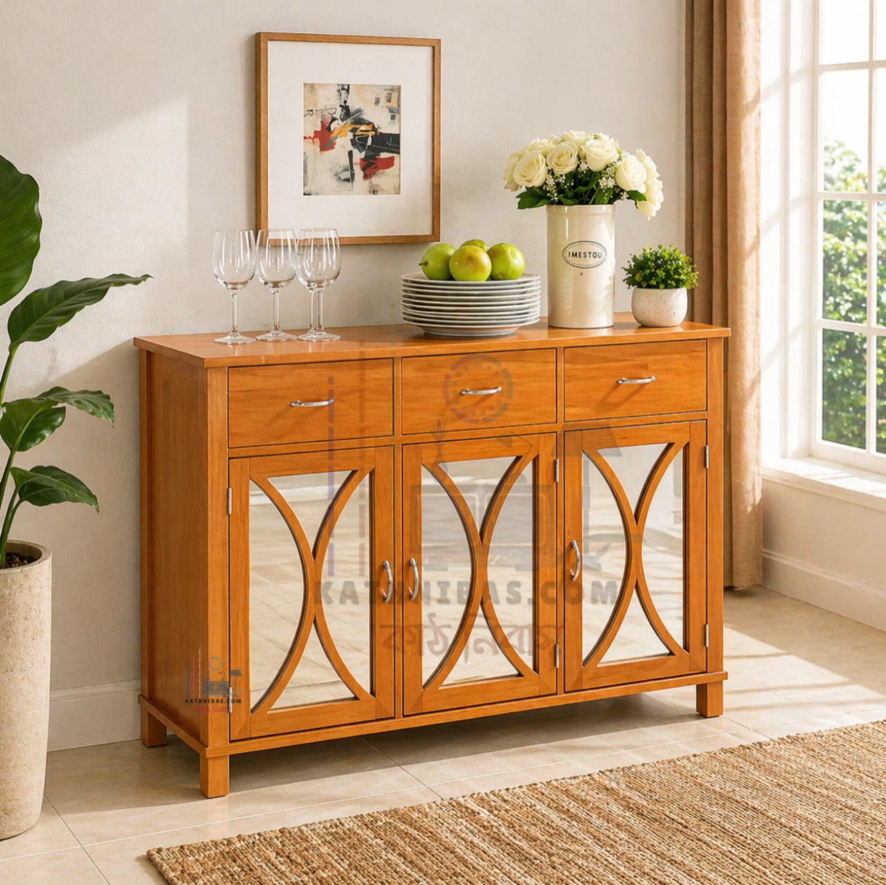 Wooden Stylish Mirror Cabinet with Multi Storage Space – Premium Design
