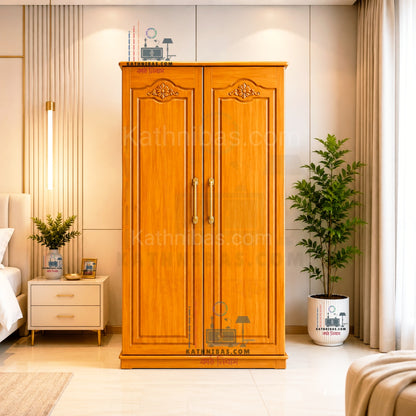 Premium Solid Wooden Almirah with Hanging & Storage Shelves and 2 Drawers