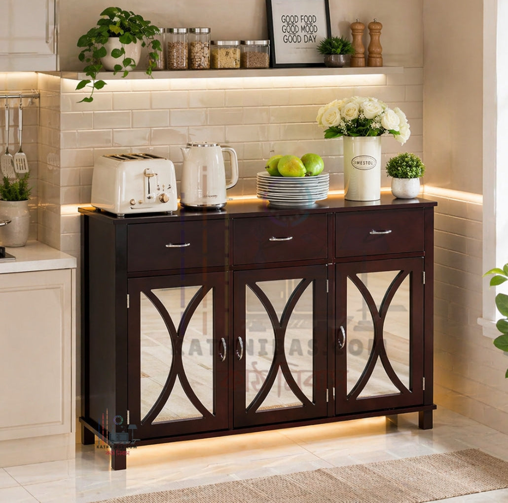 Wooden Stylish Mirror Cabinet with Multi Storage Space – Premium Design