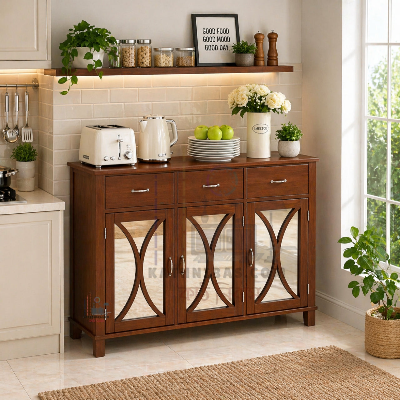 Wooden Stylish Mirror Cabinet with Multi Storage Space – Premium Design
