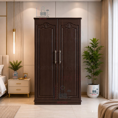 Premium Solid Wooden Almirah with Hanging & Storage Shelves and 2 Drawers