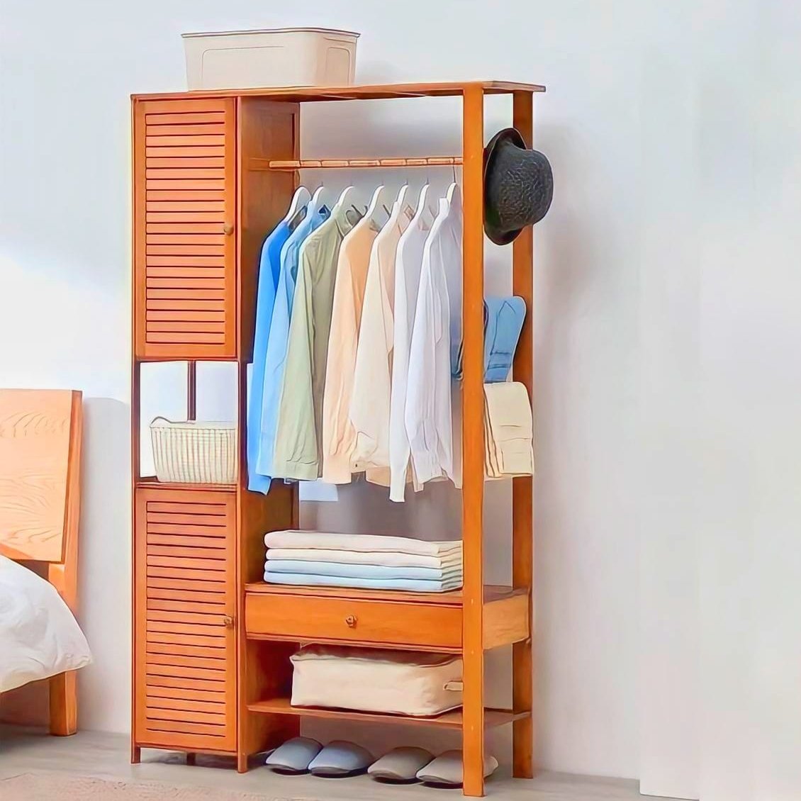 Wooden Bedroom Closets Storage Organizer | Wooden Clothes Stand | Alna